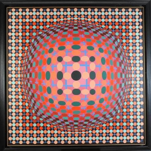 Veiling voor 90.000 euro van een doek van Victor Vasarely