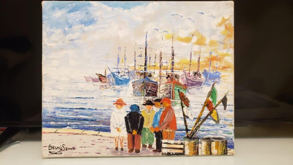 Taxatie van het Schilderij van Henri Bernes uit 2005 – Wandeling op de Haven in Goede Staat Taxatie van het Schilderij van Henri Bernes uit 2005 – Wandeling op de Haven in Goede Staat