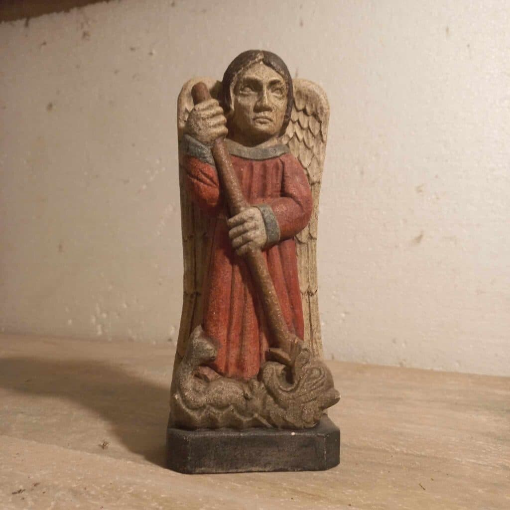 Taxatie van de Prijs van een Polychrome Statuette van Sint-Michiel door JLD Delaroche