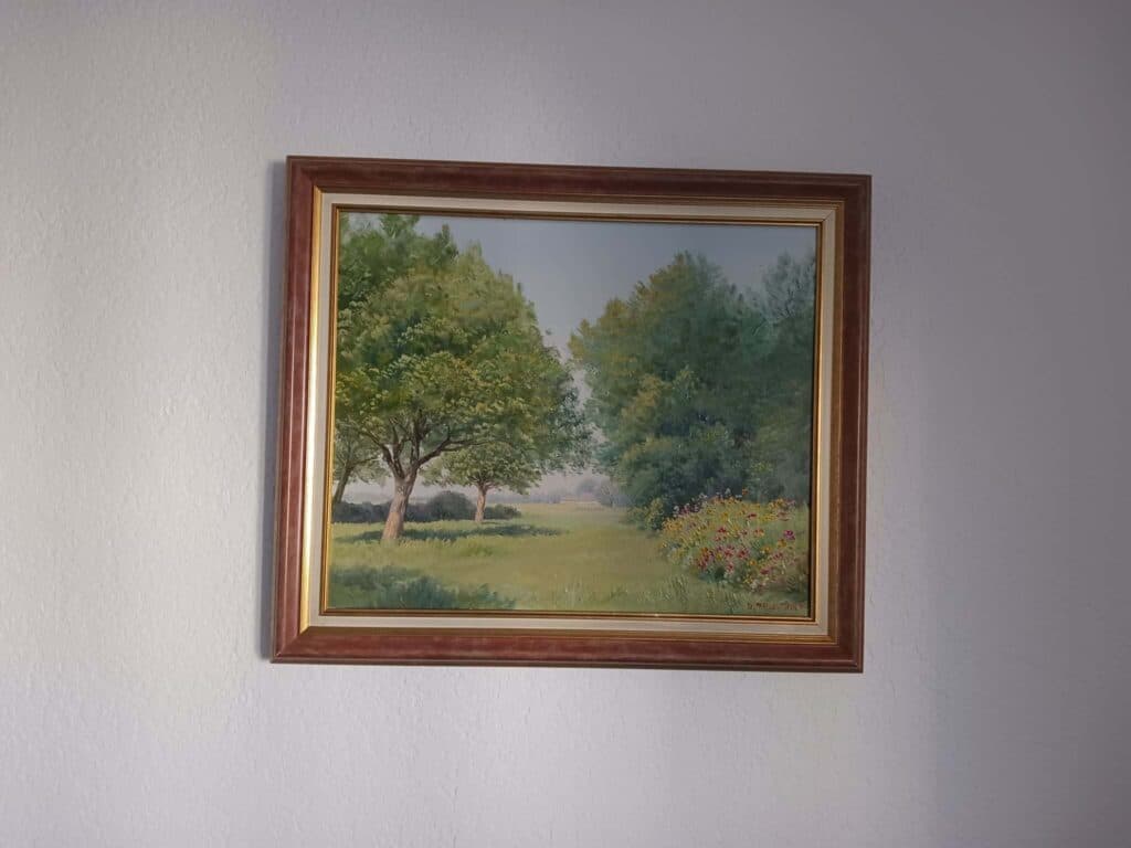 Taxatie van de waarde van de schilderij “Zomerhemel” van Daniel TRUSSARD, gekocht in Rouen in 1999 voor 4652 Francs.