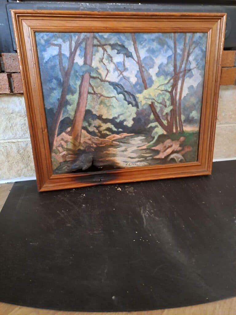 Taxatie van een olieverfschilderij gesigneerd door Pierre Chartier, dat de Gorges de la Voueize afbeeldt. Taxatie van een olieverfschilderij gesigneerd door Pierre Chartier, dat de Gorges de la Voueize afbeeldt.
