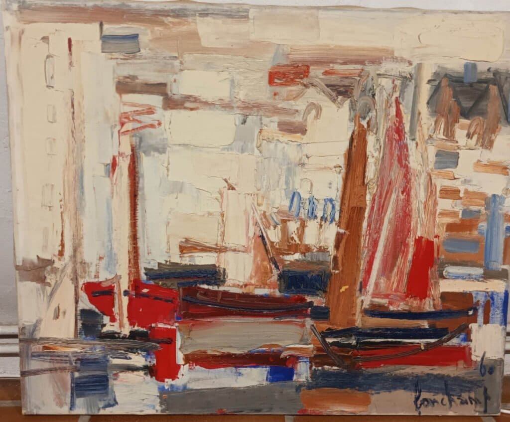 Taxatie van een schilderij getiteld “Bateaux au port” door de kunstenaar Lonchamp in olieverf op doek. Taxatie van een schilderij getiteld “Bateaux au port” door de kunstenaar Lonchamp in olieverf op doek.