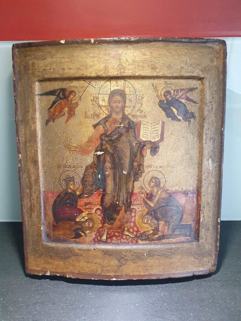 Taxatie Russische icoon van de Christus Pantocrator – 30x25x3 cm