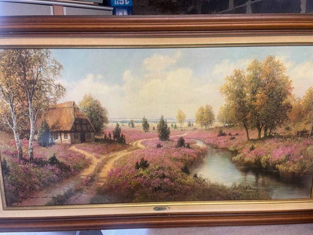 Taxatie van het werk ‘Landschap met heide’ door de schilder G Neswadba in zeer goede staat