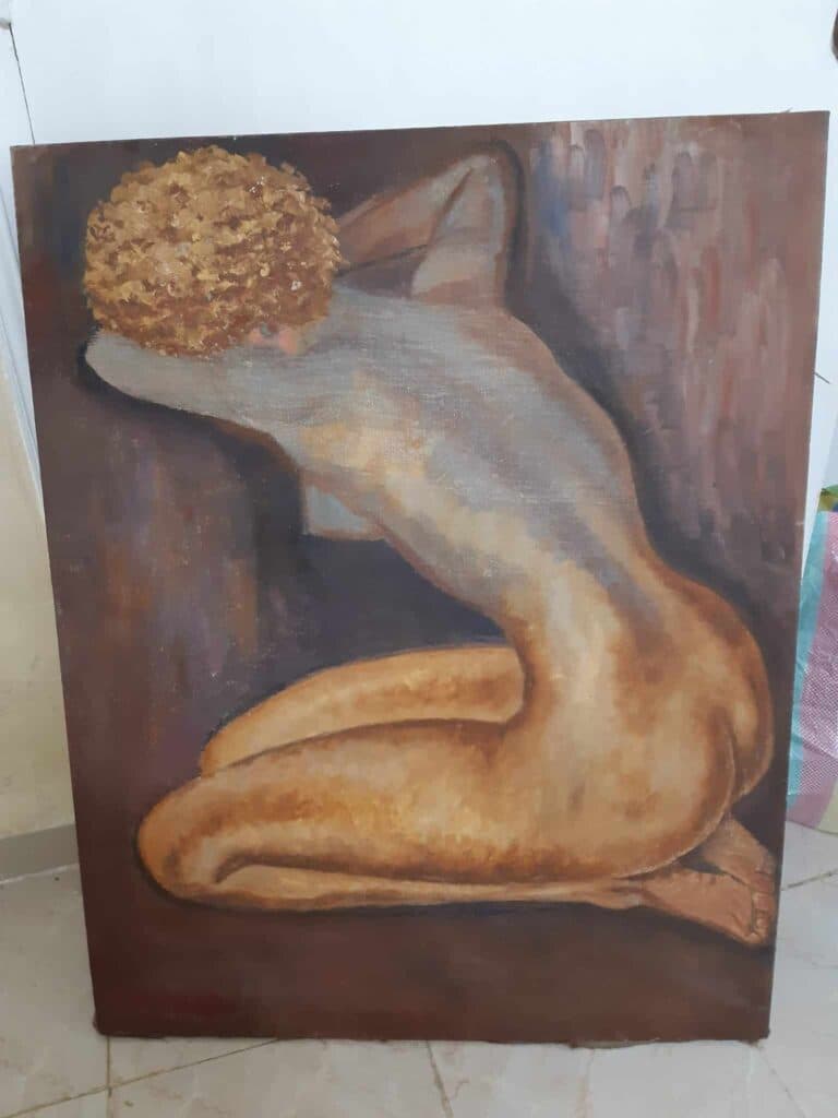 Taxatie van de waarde van een schilderij op doek gepresenteerd in de vorm van een tableau Taxatie van de waarde van een schilderij op doek gepresenteerd in de vorm van een tableau