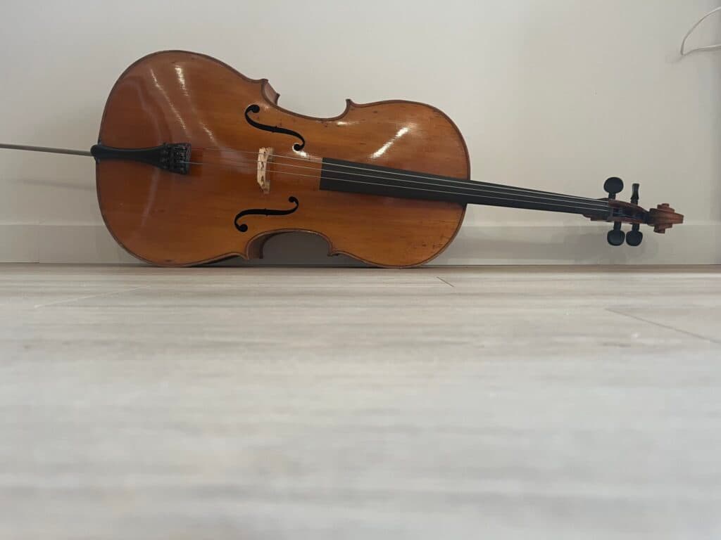 Taxatie van de prijs van een 1/1 Mircour Cello uit het begin van de 20e eeuw in zeer goede staat, inclusief koffer en strijkstok.