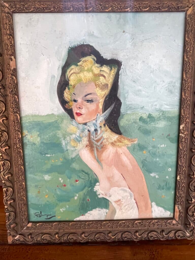 Taxatie van de waarde van een olieverfschilderij op hout gemaakt door Jean Gabriel Domergue met een geschatte afmeting van 24x30cm Taxatie van de waarde van een olieverfschilderij op hout gemaakt door Jean Gabriel Domergue met een geschatte afmeting van 24x30cm