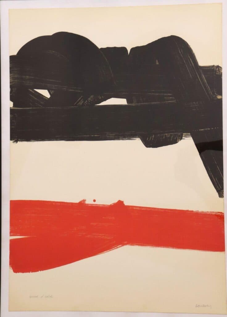 Taxatie van de waarde van een lithografie gesigneerd door Pierre Soulages, nummer 27 EA, met een afmeting van 85×60 cm Taxatie van de waarde van een lithografie gesigneerd door Pierre Soulages, nummer 27 EA, met een afmeting van 85×60 cm