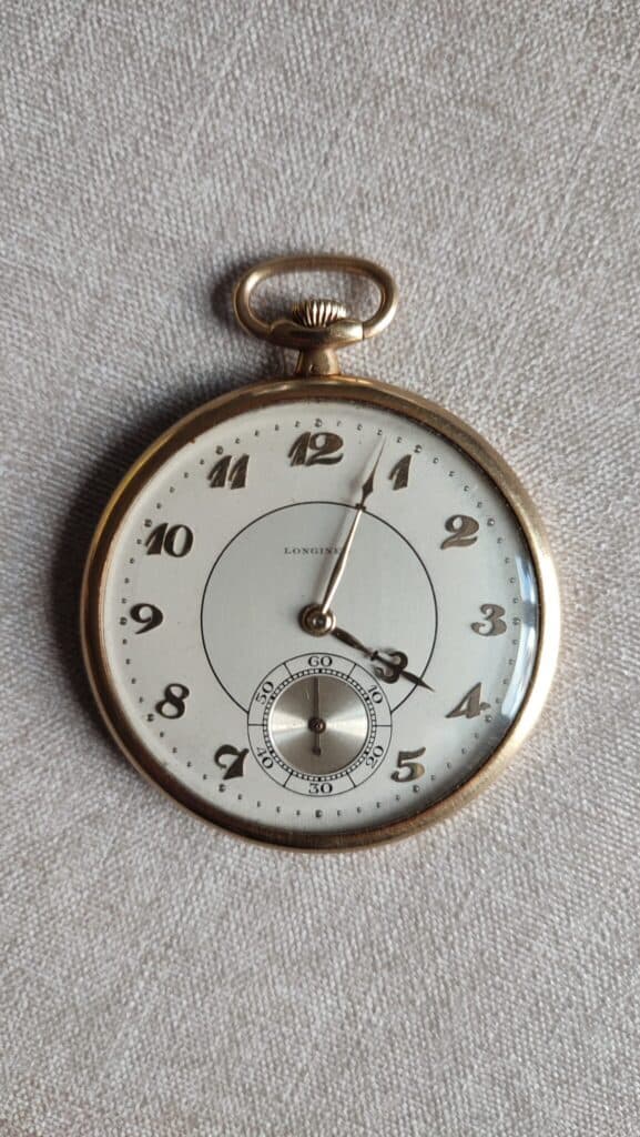 “Taxatie van de waarde van een Longines zakhorloge geërfd van de overgrootvader” “Taxatie van de waarde van een Longines zakhorloge geërfd van de overgrootvader”