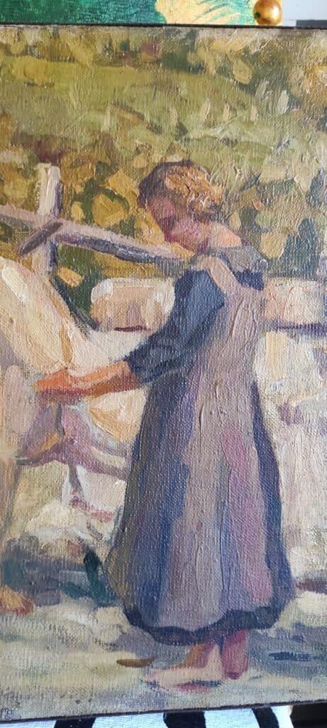 Taxatie van een gerestaureerd werk van Mario Tozzi: Pastorale scène met afmetingen 58,5×34 cm in de categorie Schilderkunst Taxatie van een gerestaureerd werk van Mario Tozzi: Pastorale scène met afmetingen 58,5×34 cm in de categorie Schilderkunst