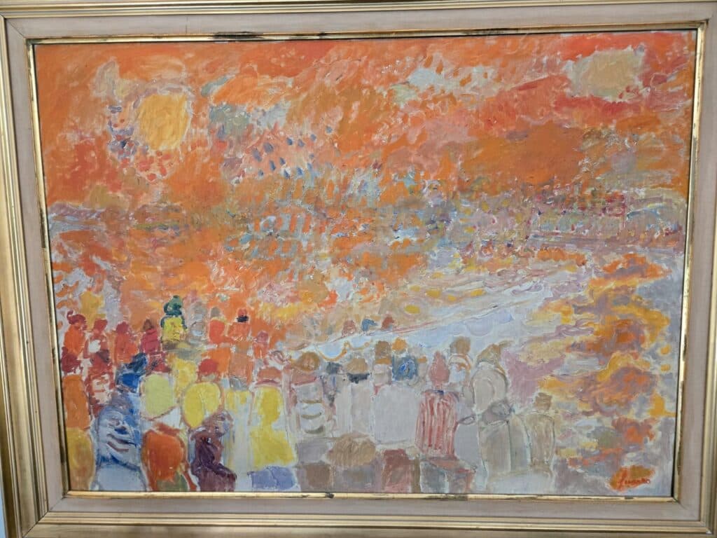 Taxatie van het majestueuze werk ‘Zon op de vijver van Thau’, geschilderd in olieverf op doek door de beroemde kunstenaar Jean Fusaro in 1963