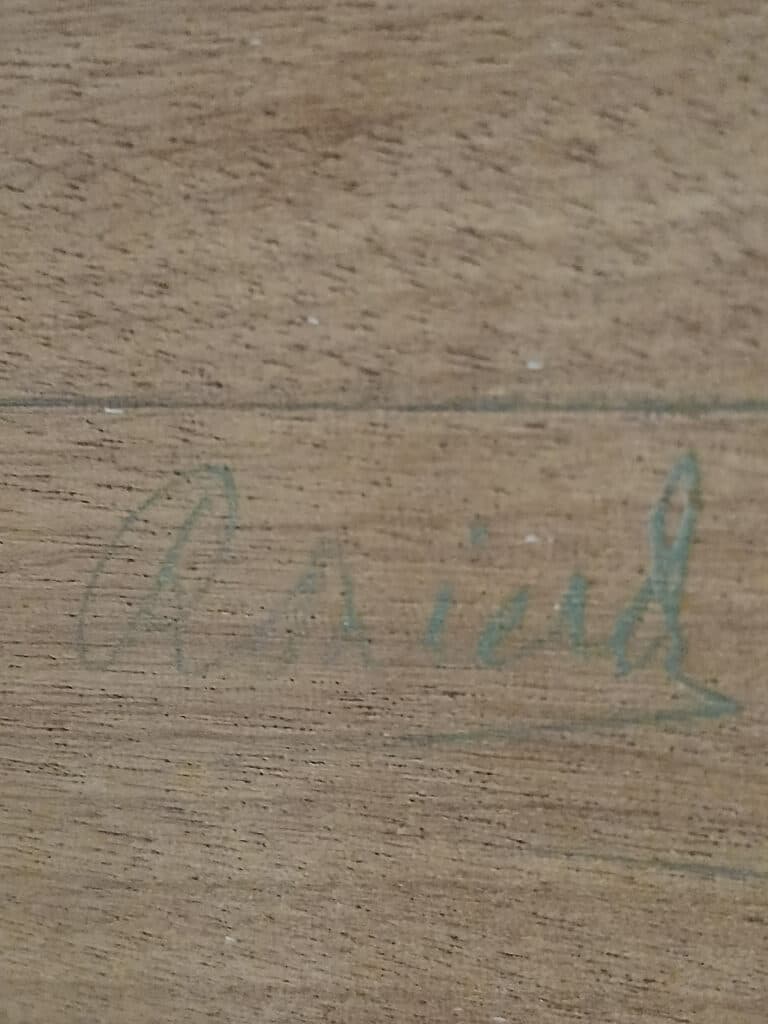 Meubilair secretaire René-Jean Caillette met opklapbaar blad, hout
